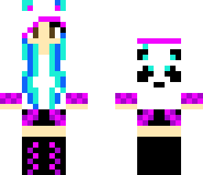 purple panda hoodie with blue hair