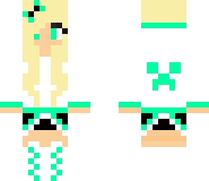 cute creeper girl mint green