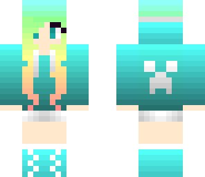 request- rainbow girl with blue creeper hoodie
