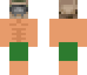 doom guy in swim trunks with helm