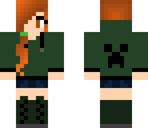 amber-haired ponytail with creeper sweatshirt