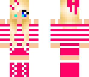 pink and white striped girl