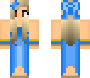 blonde girl blue dress