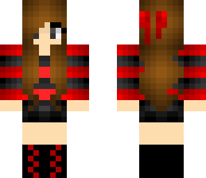 girl with brown hair and red and black outfit