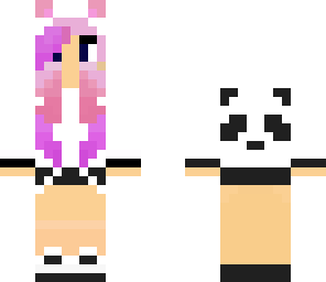 panda girl with pink hair