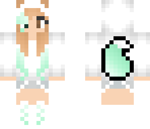 cute mint gaming wolf fox girl