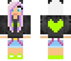 panda purple dye green heart