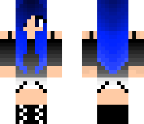 girl with grey shirt and blue hair