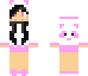 pink panda black hair