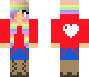 heart girl rainbow hair red sweater christmas
