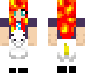 fire girl riding unicorn