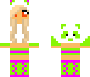 green and magenta panda girl