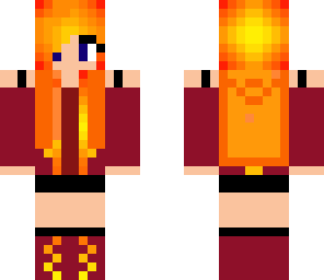 fire girl with backpack