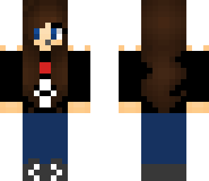 brown hair and blue and red headset