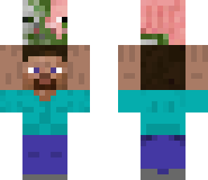 steve holding zombie pig man