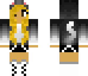 black and white cat girl