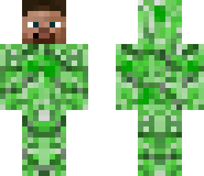 creeper wearing a steve mask