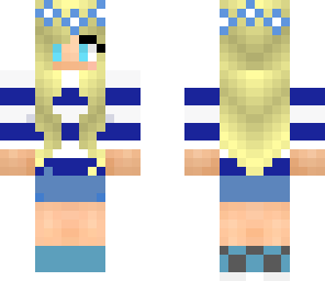 girl in blue and white shirt