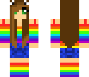 rainbow girl with blue shorts 
