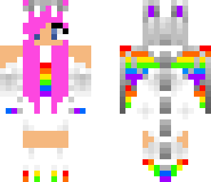 rainbow dragon girl with pink hair