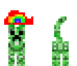 creeper cat with rainbow afro