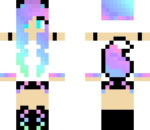 wavy rainbow fox tail girl