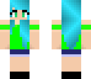 green n blue headphone girl