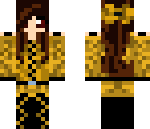 girl in golden glitter outfit