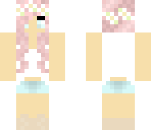 pink hair - flower crown
