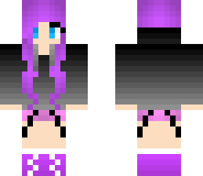 request- purple haired girl in black-pink outfit