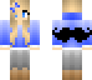 blue mustache girl