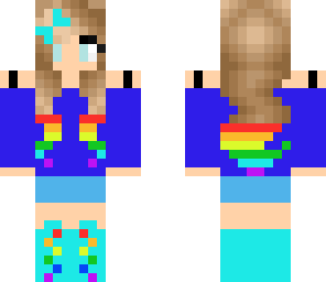 blue and rainbow girl