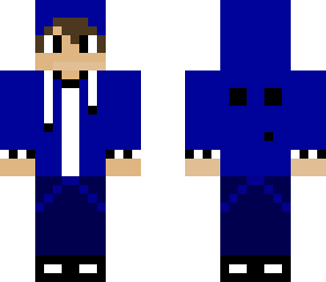 blue teen with hood up