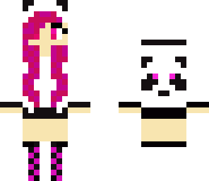 cute panda girl with pink hair