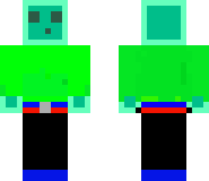 blue slime in green shirt