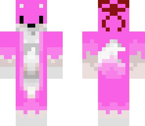pink fox with head bow -red-