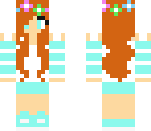 cute springtime girl with head flowers