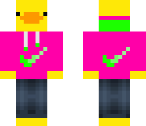 duk in a neon hoodie