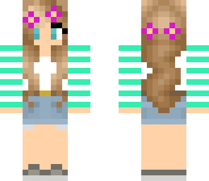 cute girl with high waisted shorts striped shirt