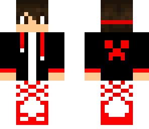 black hoodie with red speck pants