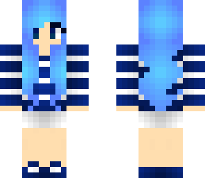 striped shirted blue haired girl