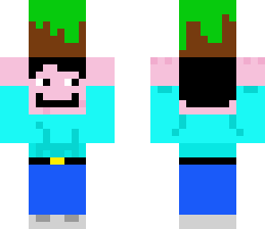 little man carrying a grass block