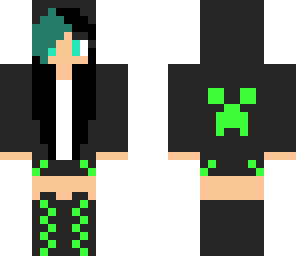 me in a green creeper hoodie
