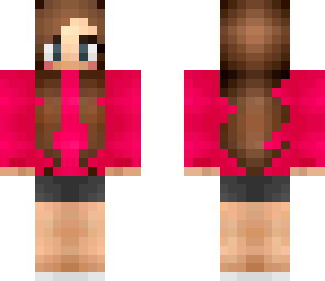 pink shirted brunette
