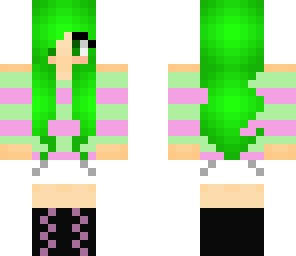 green and pink girl