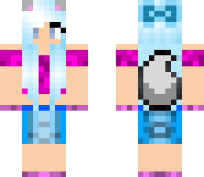 blue and pink wolf girl