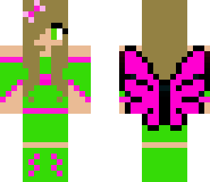 green and pink butterfly