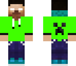 herobrine in a creeper sweatshirt