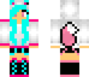 pink and blue wolf girl