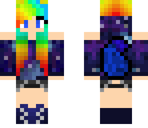 rainbow wolf galaxy girl